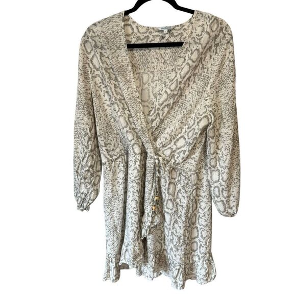 Blue Island Snakeskin Python Print Long Sleeved CoverUp Dress - Picture 1 of 6